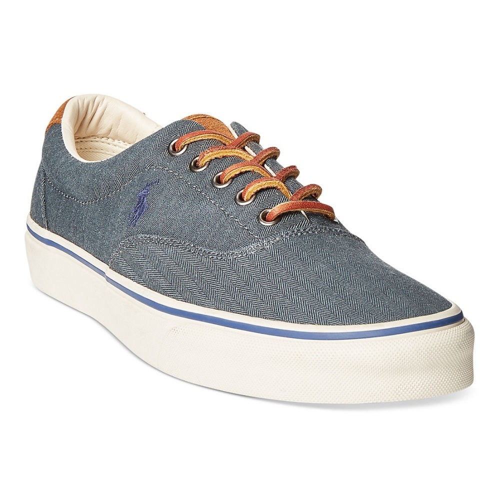Polo Ralph Lauren Keaton Suede Trim Herringbone Sneakers- Size 8.5